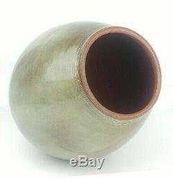 VTG Theo & Susan Harlander Brooklin Ontario CA Studio Lg 13.5 Pottery Vase MCM