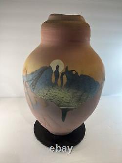 VTG Tom Krueger, Settlement Clay Studio, one-of-a-kind Large pottery vase 14.5