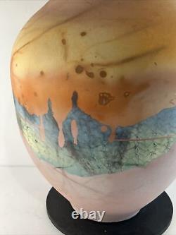 VTG Tom Krueger, Settlement Clay Studio, one-of-a-kind Large pottery vase 14.5