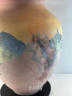 VTG Tom Krueger, Settlement Clay Studio, one-of-a-kind Large pottery vase 14.5