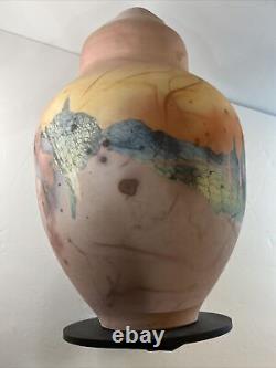 VTG Tom Krueger, Settlement Clay Studio, one-of-a-kind Large pottery vase 14.5