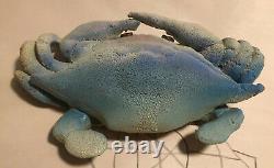 VTg Studio Pottery Figural Blue Crab Statue Figure Signed HANDMADE ARTISAN