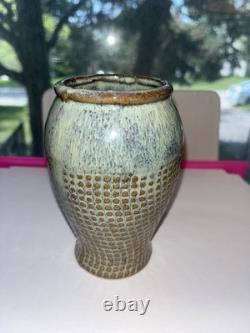 Vase hobnail style studio pottery vintage stoneware
