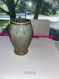 Vase hobnail style studio pottery vintage stoneware