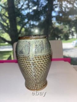 Vase hobnail style studio pottery vintage stoneware