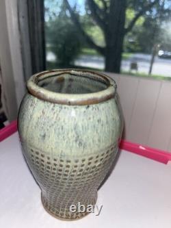 Vase hobnail style studio pottery vintage stoneware