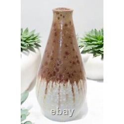 Vintage 10 Brown & Beige Crystaline Glazed Studio Pottery Ceramic Vase
