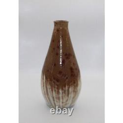 Vintage 10 Brown & Beige Crystaline Glazed Studio Pottery Ceramic Vase