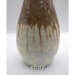 Vintage 10 Brown & Beige Crystaline Glazed Studio Pottery Ceramic Vase