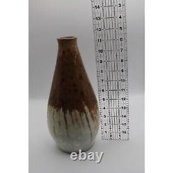 Vintage 10 Brown & Beige Crystaline Glazed Studio Pottery Ceramic Vase