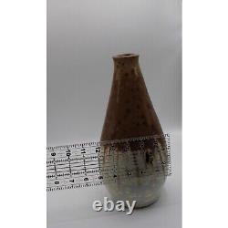 Vintage 10 Brown & Beige Crystaline Glazed Studio Pottery Ceramic Vase