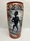 Vintage 11 Studio Art Pottery Vase Abstract Figures Signed Terracotta Vessel