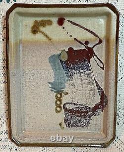 Vintage 11 x 8.5 Rare GANFA Abstract Studio Pottery Heavy Platter SIGNED