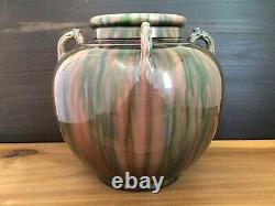 Vintage 1920s 10 Japanese AWAJI Pottery Studio Vase Art Deco Flambé Drip Glaze