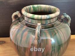 Vintage 1920s 10 Japanese AWAJI Pottery Studio Vase Art Deco Flambé Drip Glaze