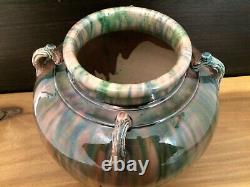 Vintage 1920s 10 Japanese AWAJI Pottery Studio Vase Art Deco Flambé Drip Glaze