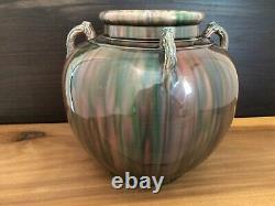 Vintage 1920s 10 Japanese AWAJI Pottery Studio Vase Art Deco Flambé Drip Glaze