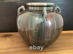 Vintage 1920s 10 Japanese AWAJI Pottery Studio Vase Art Deco Flambé Drip Glaze