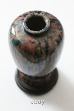 Vintage 1920s Japanese AWAJI Pottery Studio Vase Art Deco Flambé Drip Glaze