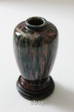 Vintage 1920s Japanese AWAJI Pottery Studio Vase Art Deco Flambé Drip Glaze