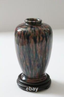 Vintage 1920s Japanese AWAJI Pottery Studio Vase Art Deco Flambé Drip Glaze