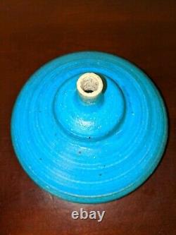 Vintage 1960 STEPHEN POLCHERT studio art pottery vessel vase blue MCM Nebraska