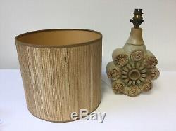 Vintage 1960s Bernard Rooke Studio Pottery Table Lamp Light Org Shade Signed FWO