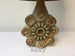 Vintage 1960s Bernard Rooke Studio Pottery Table Lamp Light Org Shade Signed FWO