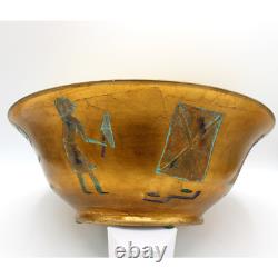 Vintage 1960s Egyptian Revival Handcrafted Porcelain Pottery Studio Art Bowl 13