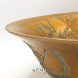 Vintage 1960s Egyptian Revival Handcrafted Porcelain Pottery Studio Art Bowl 13