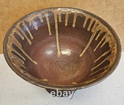 Vintage 1960s MCM Brown Drip Glaze Studio ART Pottery Bowl