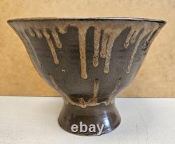 Vintage 1960s MCM Brown Drip Glaze Studio ART Pottery Bowl
