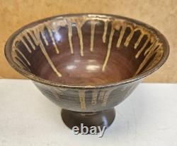 Vintage 1960s MCM Brown Drip Glaze Studio ART Pottery Bowl