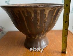 Vintage 1960s MCM Brown Drip Glaze Studio ART Pottery Bowl