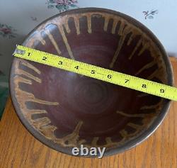 Vintage 1960s MCM Brown Drip Glaze Studio ART Pottery Bowl