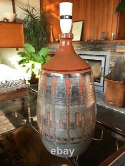 Vintage 1960s Rare Large Studio Pottery Lamp by Langrigg Pottery Bitossi Style