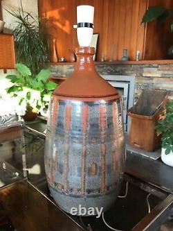 Vintage 1960s Rare Large Studio Pottery Lamp by Langrigg Pottery Bitossi Style