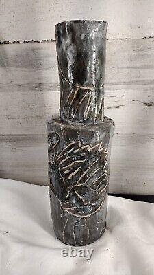 Vintage 1960s Studio Art Pottery Local VA Artist Signed Vase Glazed Stoneware