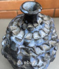 Vintage 1960s Textured Stoneware Studio Pottery Decorative Vase Mid Century MCM