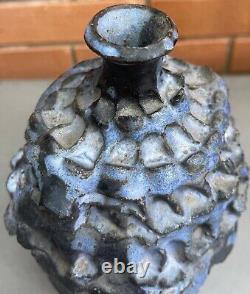 Vintage 1960s Textured Stoneware Studio Pottery Decorative Vase Mid Century MCM