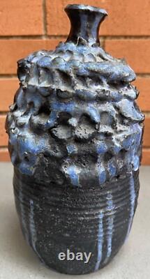 Vintage 1960s Textured Stoneware Studio Pottery Decorative Vase Mid Century MCM