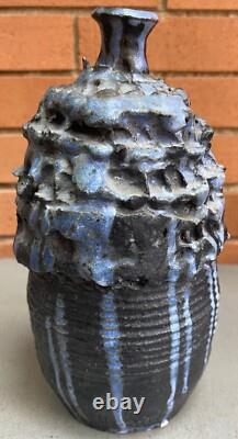 Vintage 1960s Textured Stoneware Studio Pottery Decorative Vase Mid Century MCM