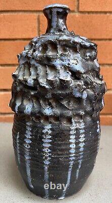 Vintage 1960s Textured Stoneware Studio Pottery Decorative Vase Mid Century MCM