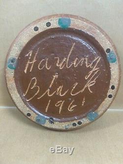 Vintage 1961 Harding Black Studio Pottery Ash Tray Heavy Glazed Piece