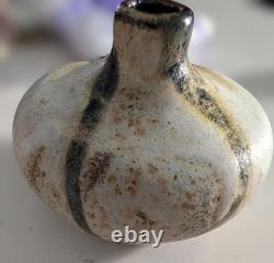 Vintage 1967 Studio Pottery Bud Vase Signed Ceramic Stoneware, MCM Wabi Sabi R