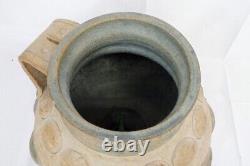 Vintage 1968 Studio Pottery Low Handled Bowl Vase Signed MLD Large 12 inches