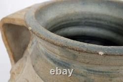 Vintage 1968 Studio Pottery Low Handled Bowl Vase Signed MLD Large 12 inches