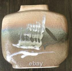 Vintage 1970's Studio Art Pottery Abstract Textured Ceramic Vase Signed Unique