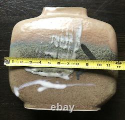 Vintage 1970's Studio Art Pottery Abstract Textured Ceramic Vase Signed Unique