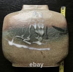 Vintage 1970's Studio Art Pottery Abstract Textured Ceramic Vase Signed Unique